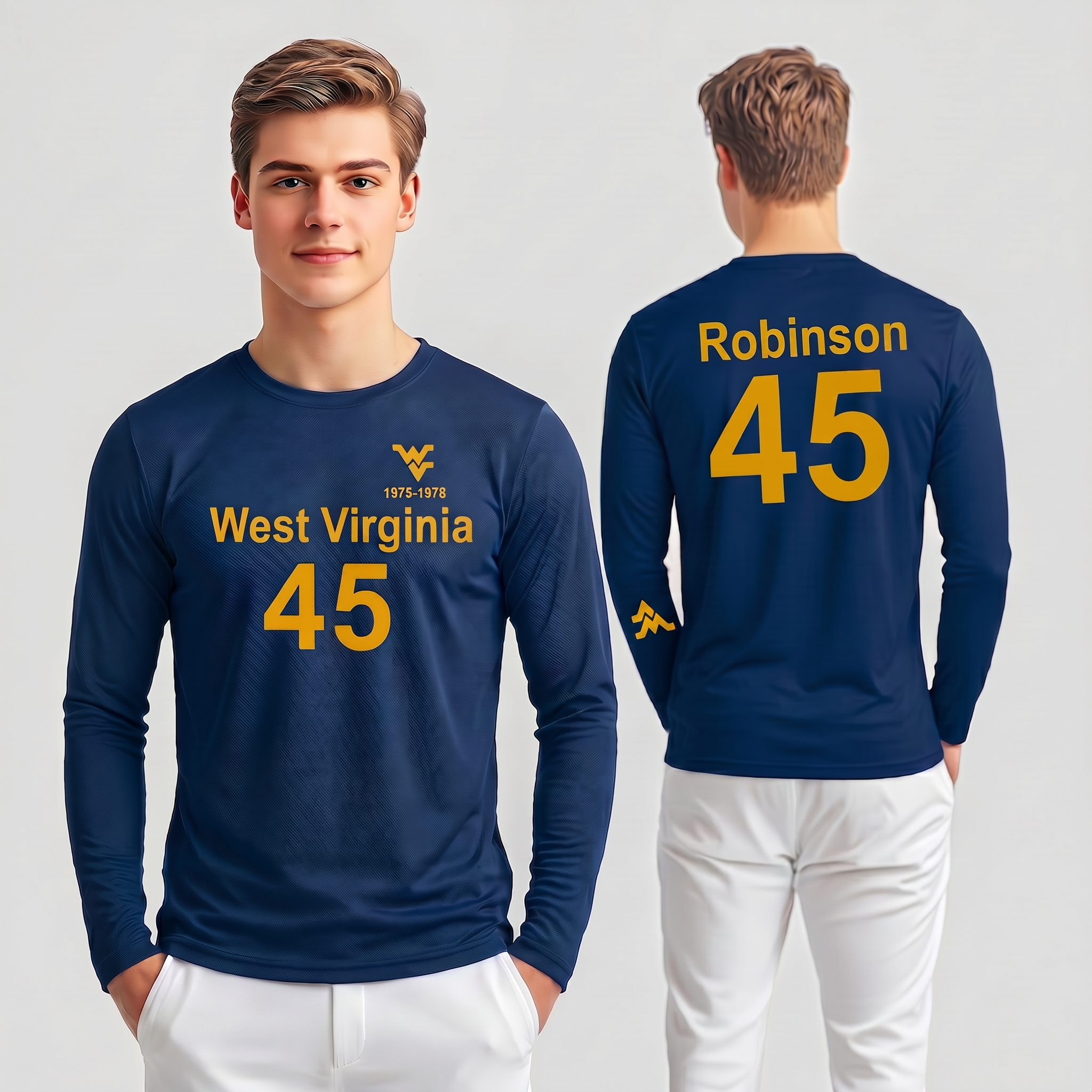 Licensed Men's/Unisex WVU Blue | Cooling Performance Long Sleeve Tee | Maurice "Mo" Robinson by Sassy Foot Fashion