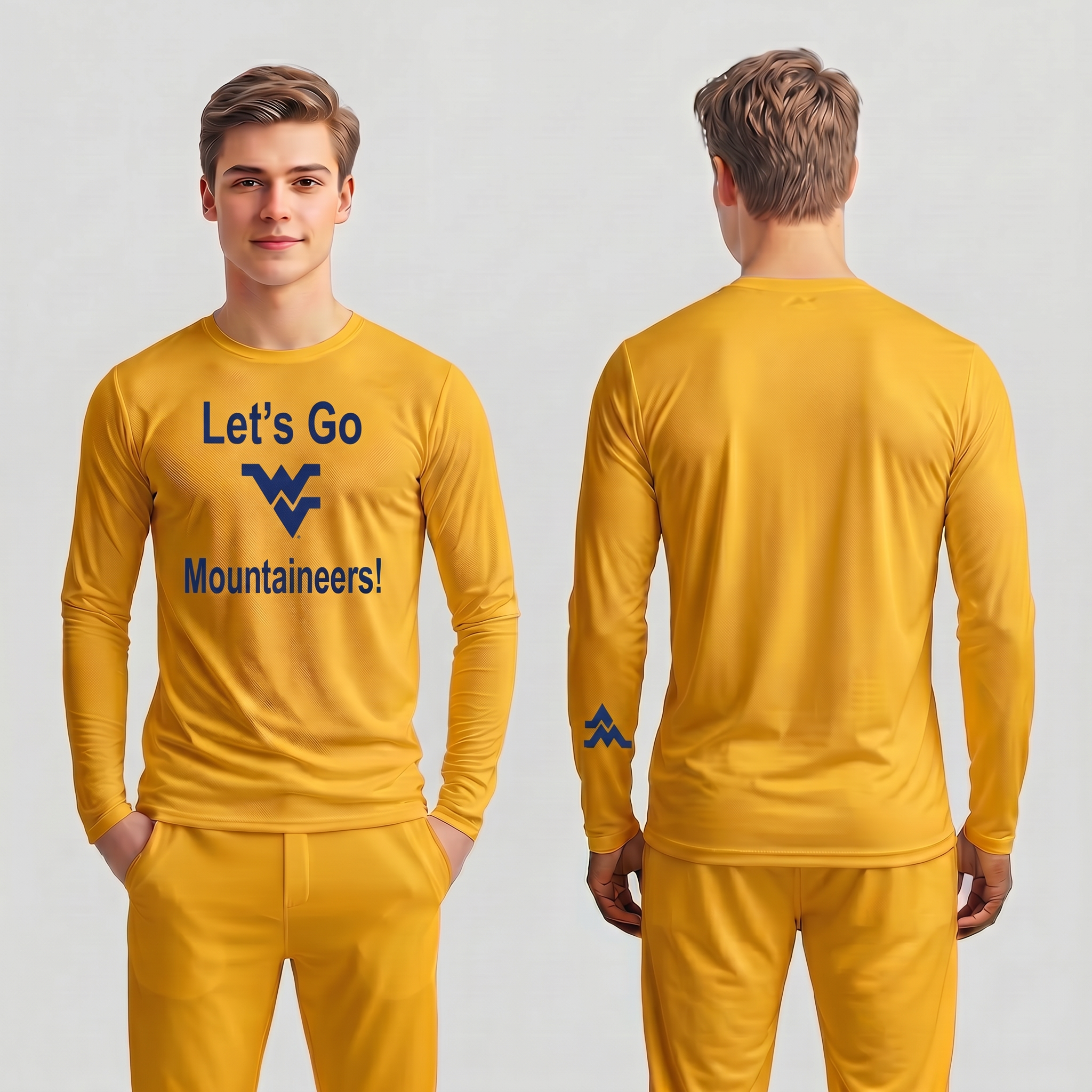 Licensed Men's/Unisex WVU Gold | Cooling Performance Long Sleeve Tee | “Let's Go Mountaineers!” by Sassy Foot Fashion