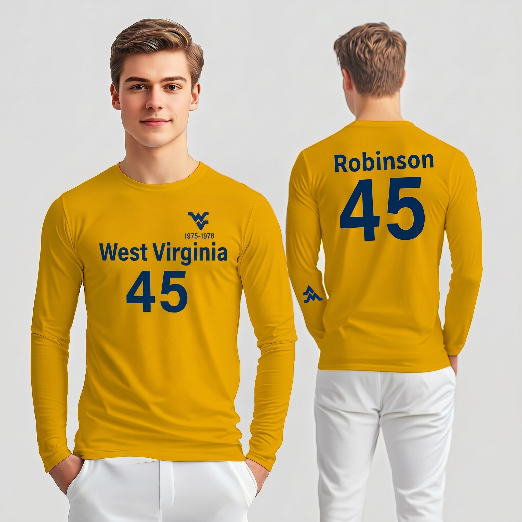 Licensed Men's/Unisex WVU Gold | Cooling Performance Long Sleeve Tee | Maurice "Mo" Robinson by Sassy Foot Fashion