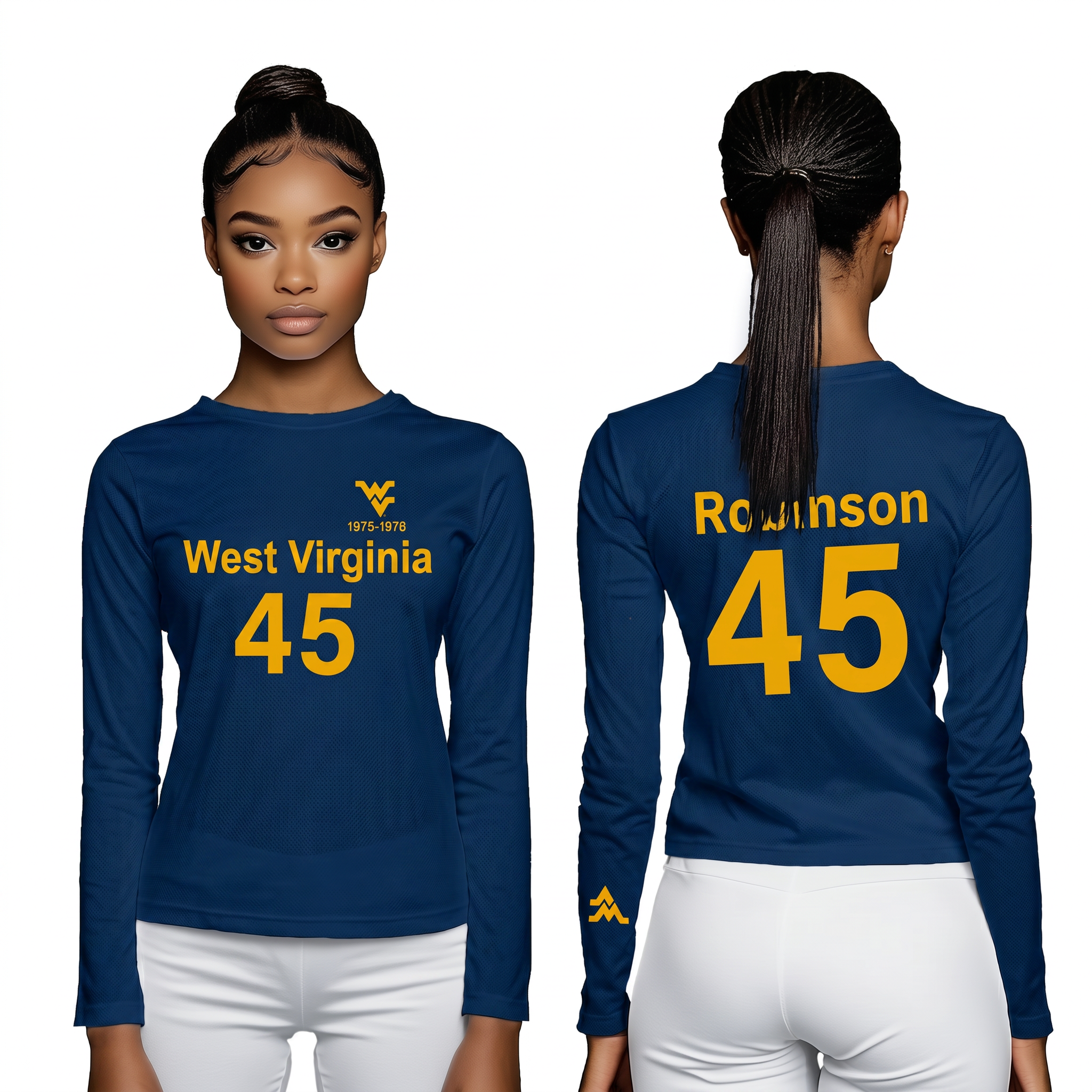 Licensed Women's WVU Blue | Cooling Performance Long Sleeve Tee | Maurice "Mo" Robinson by Sassy Foot Fashion