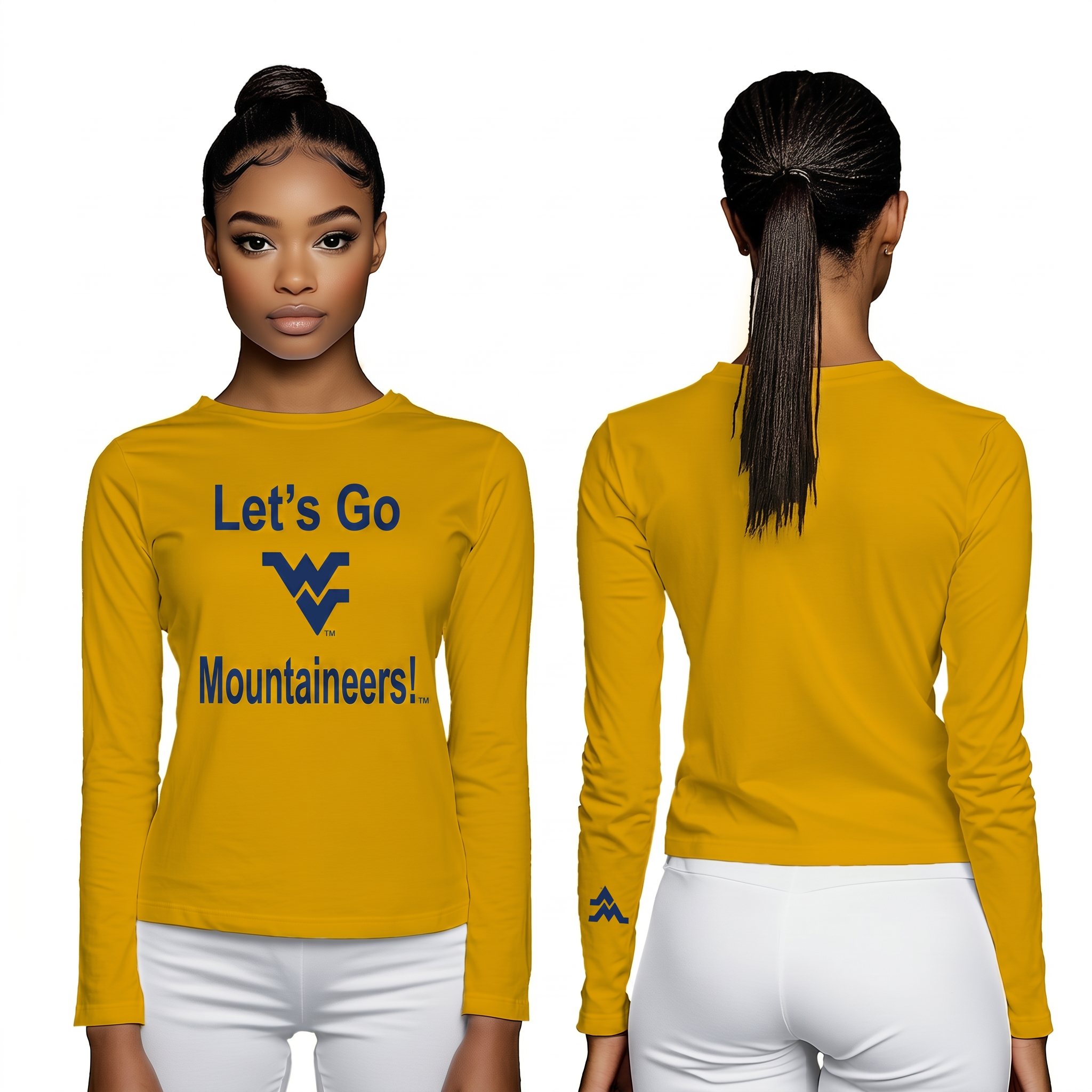 Licensed Women's WVU Gold | Cooling Performance Long Sleeve Tee | “Let's Go Mountaineers!” by Sassy Foot Fashion