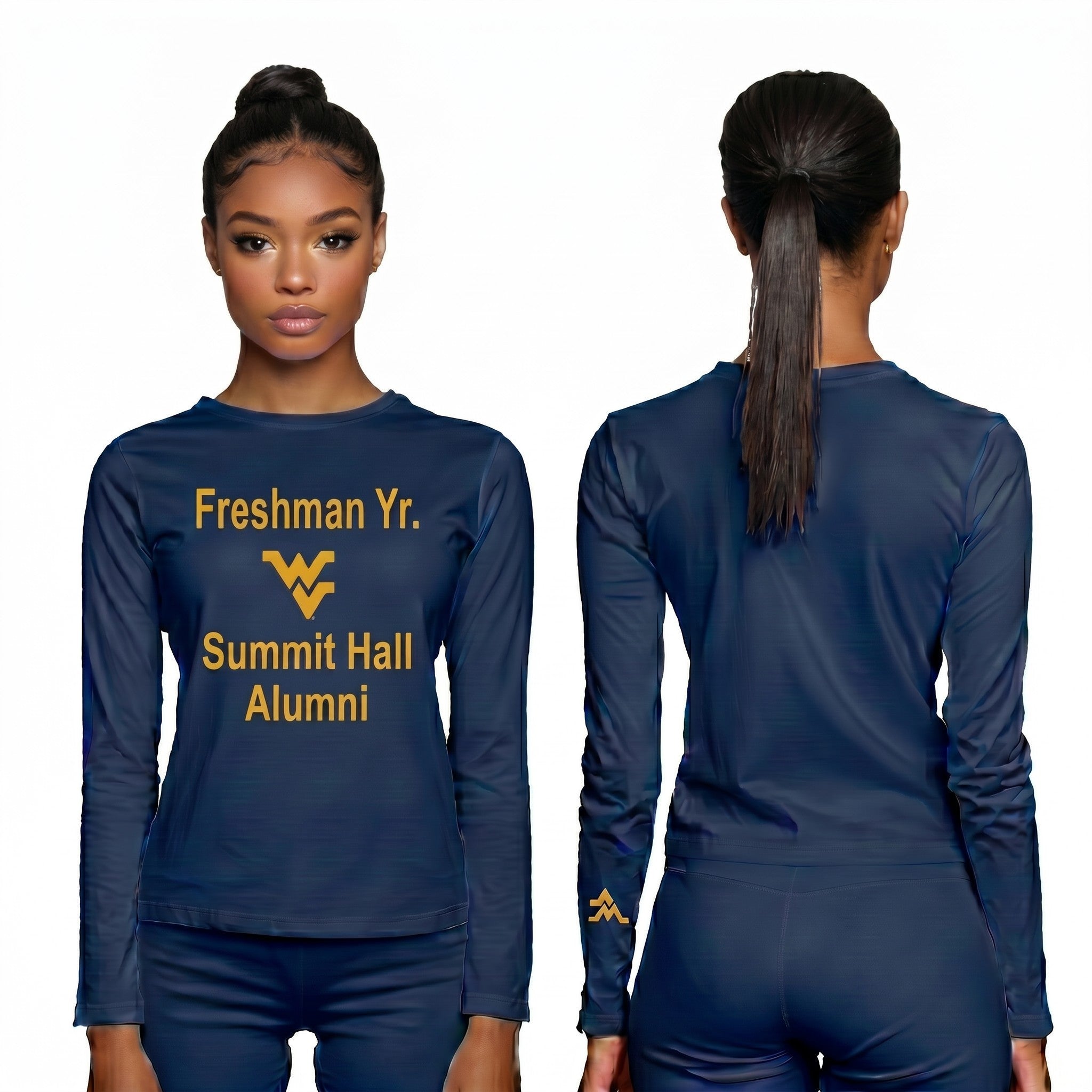 Licensed Women's WVU Blue | Cooling Performance Long Sleeve Tee | “Freshman Yr. Summit Hall Alumni” by Sassy Foot Fashion (Copy) (Copy) (Copy)