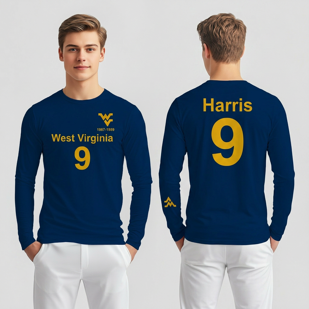 Licensed Men's/Unisex WVU Blue | Cooling Performance Long Sleeve Tee | “Major Harris” by Sassy Foot Fashion