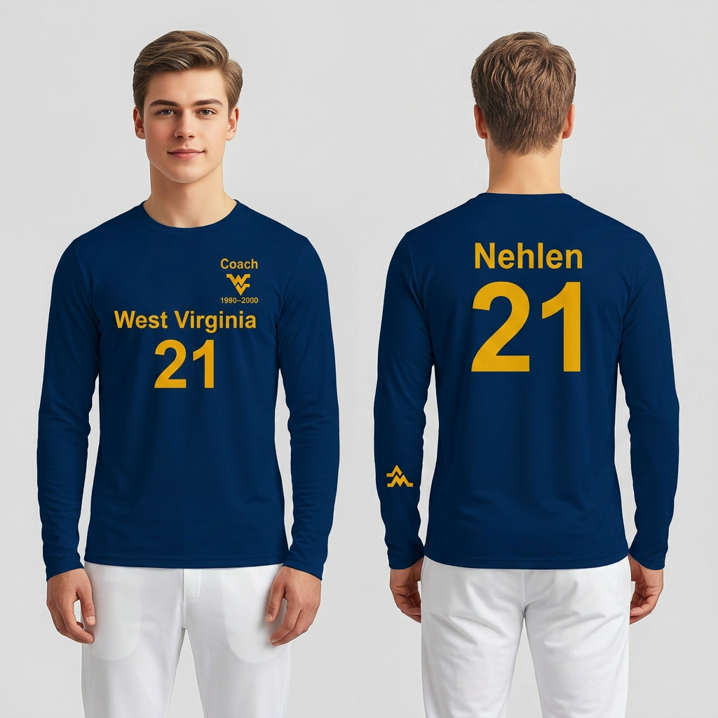 Licensed Men's/Unisex WVU Blue | Cooling Performance Long Sleeve Tee | “Don Nehlen” by Sassy Foot Fashion