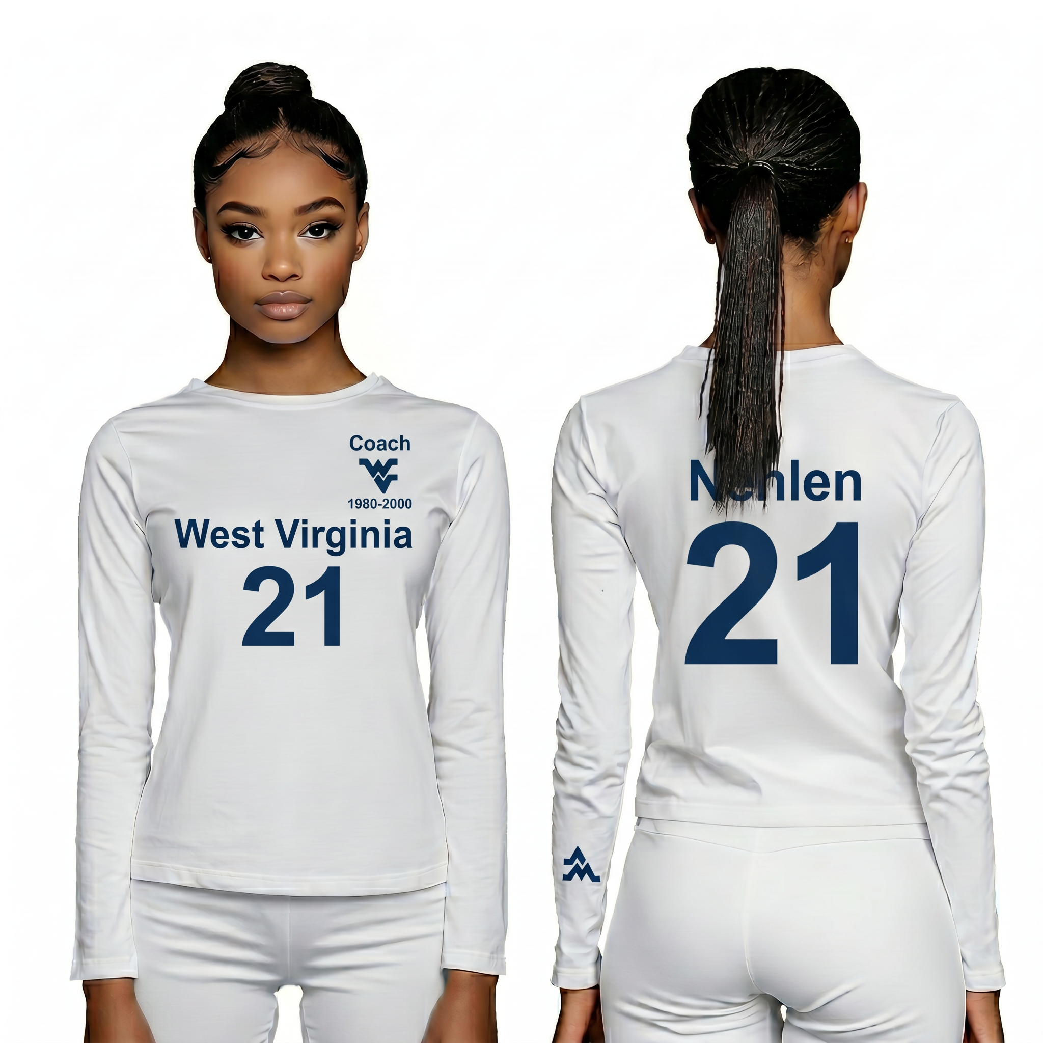 Licensed Women's WVU White | Cooling Performance Long Sleeve Tee | “Don Nehlen” by Sassy Foot Fashion