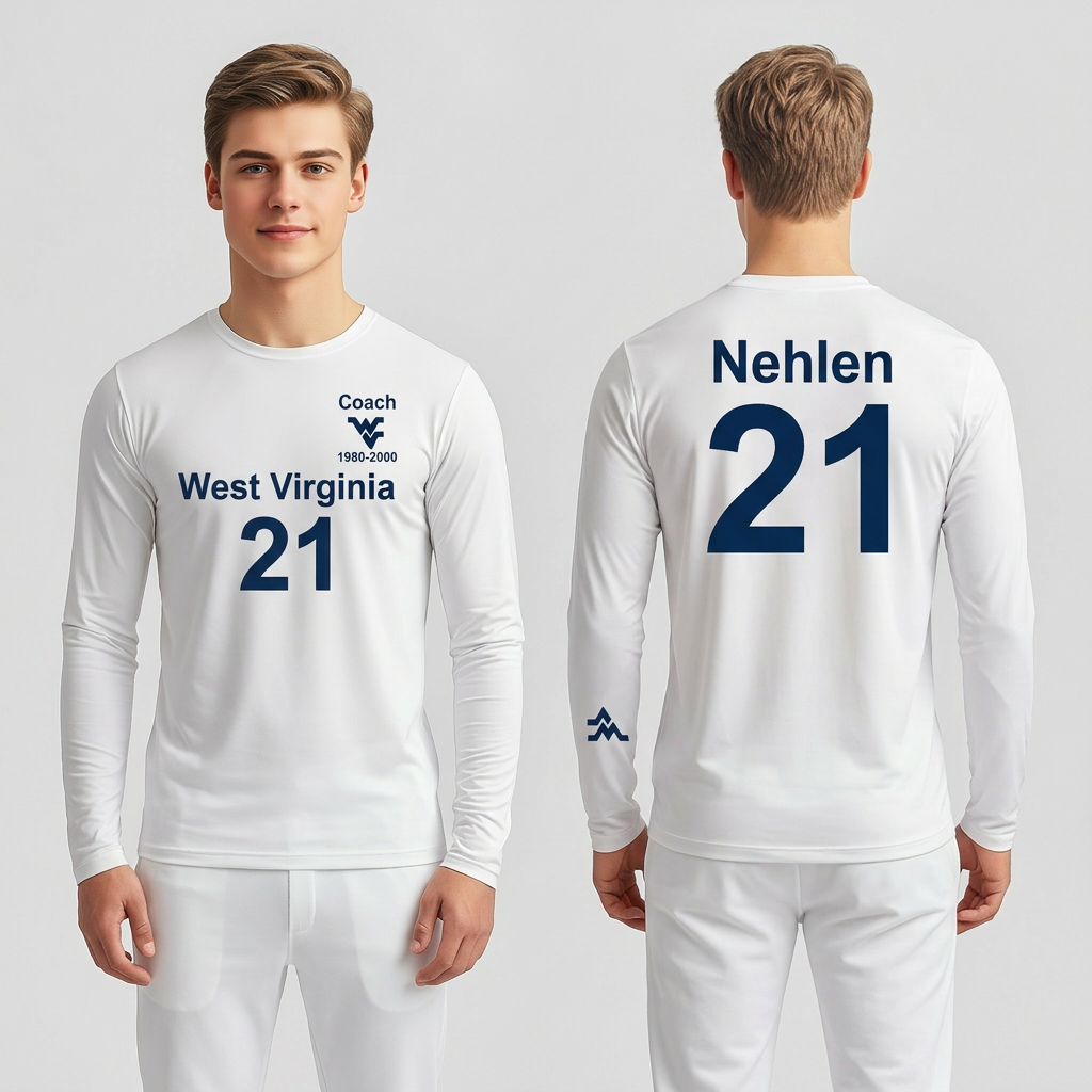 Licensed Men's/Unisex WVU White | Cooling Performance Long Sleeve Tee | “Don Nehlen” by Sassy Foot Fashion